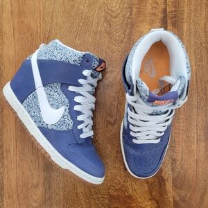 Nike 6.5 women's sky hi dunk wedge sneaker liberty of london blue and white